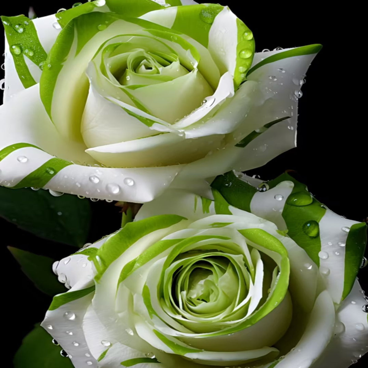 🤍Rare White and Green Twin Roses💚