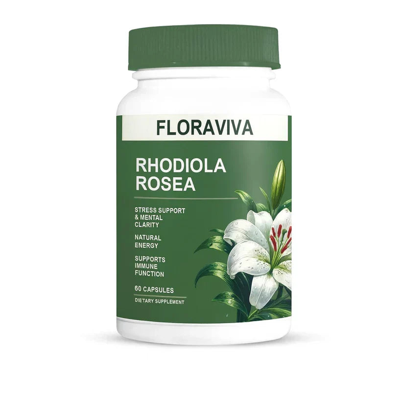 Rhodiola Rosea Capsules - Floravida for Energy, Focus, Mood - 60 Capsules.