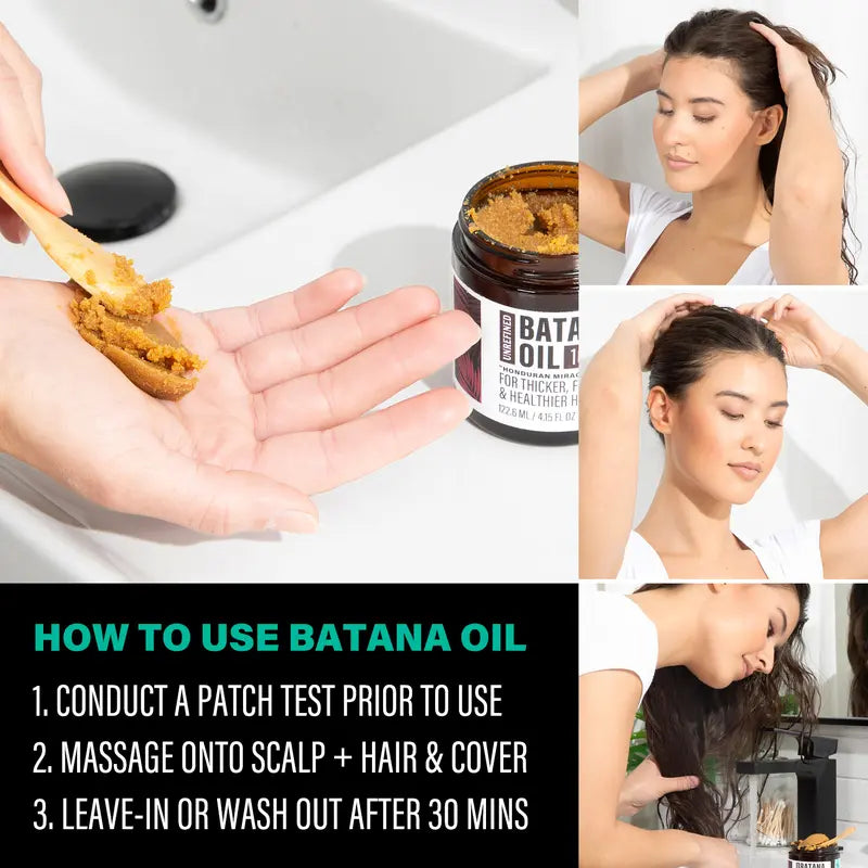100%Unrefined Batana Oil for Hair Growth-Hair Mask- Color Care Damaged Healthier - 4 oz