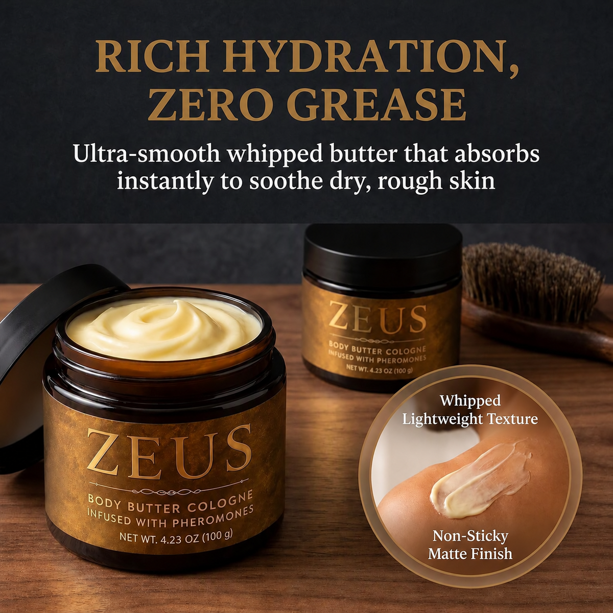 Zeus Body Butter Cologne for Men, Moisturizing Body Butter - 100g