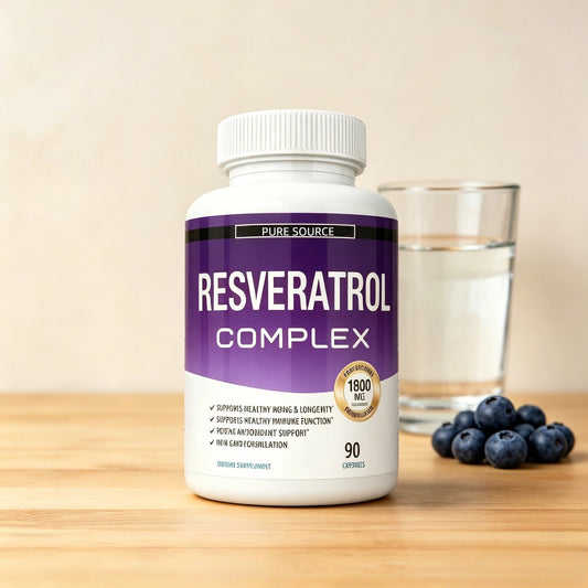 Resveratrol Supplement 1800 mg Antioxidant Complex - Overall Health Support,  Brain Function, for Men Women, 90 Capsules