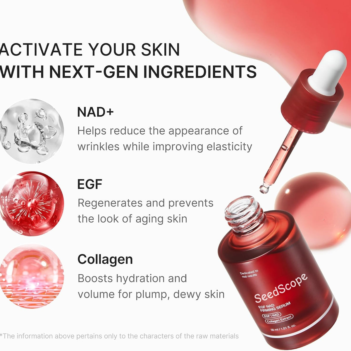 Firming Serum for Face & Neck | Anti-Aging Serum with EGF Peptide, NAD & Collagen - Wrinkle Appearance, Elasticity & Pore Care, Korean Skincare, 1.01 fl.oz