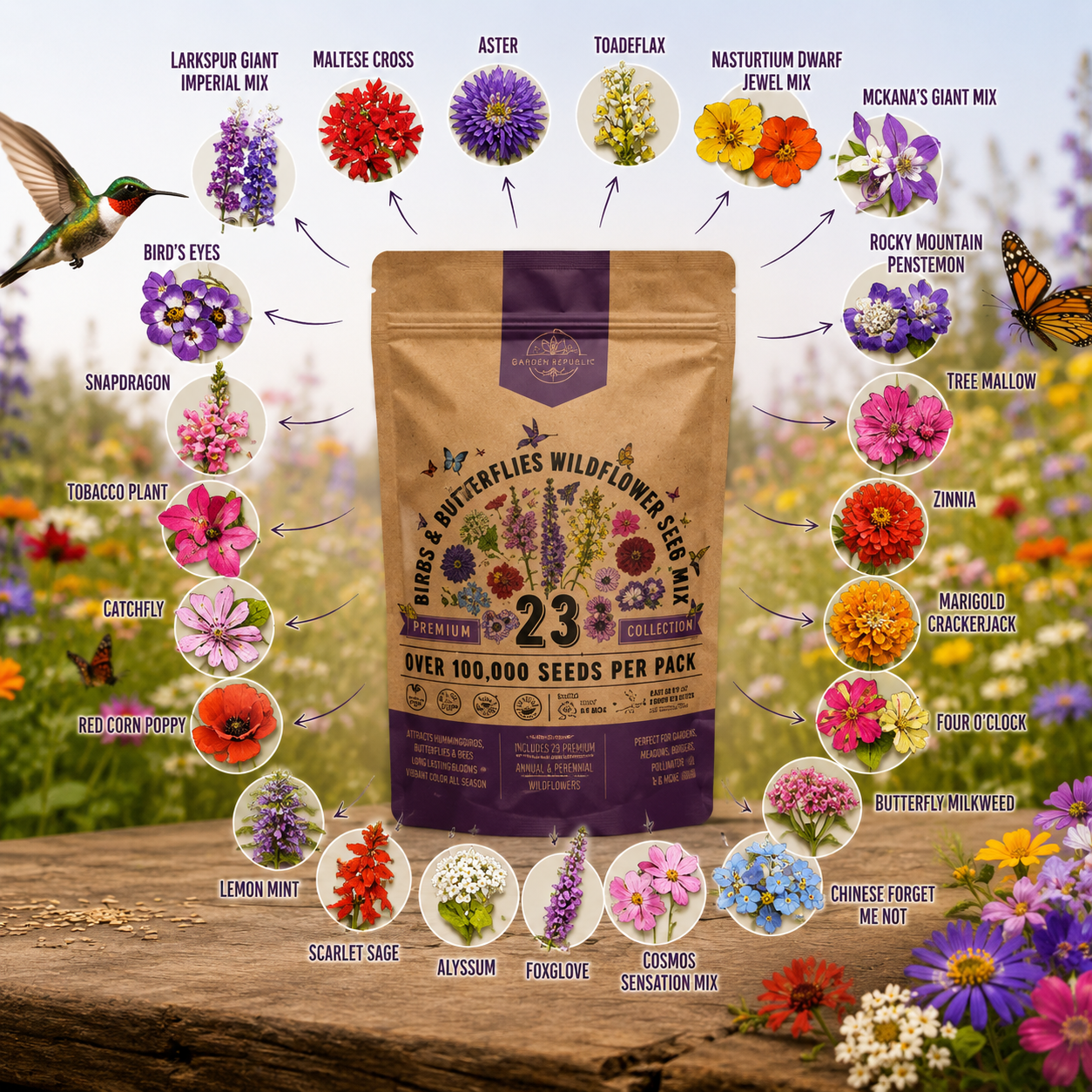 23 Wildflower Seeds Annual & Perennial Mix