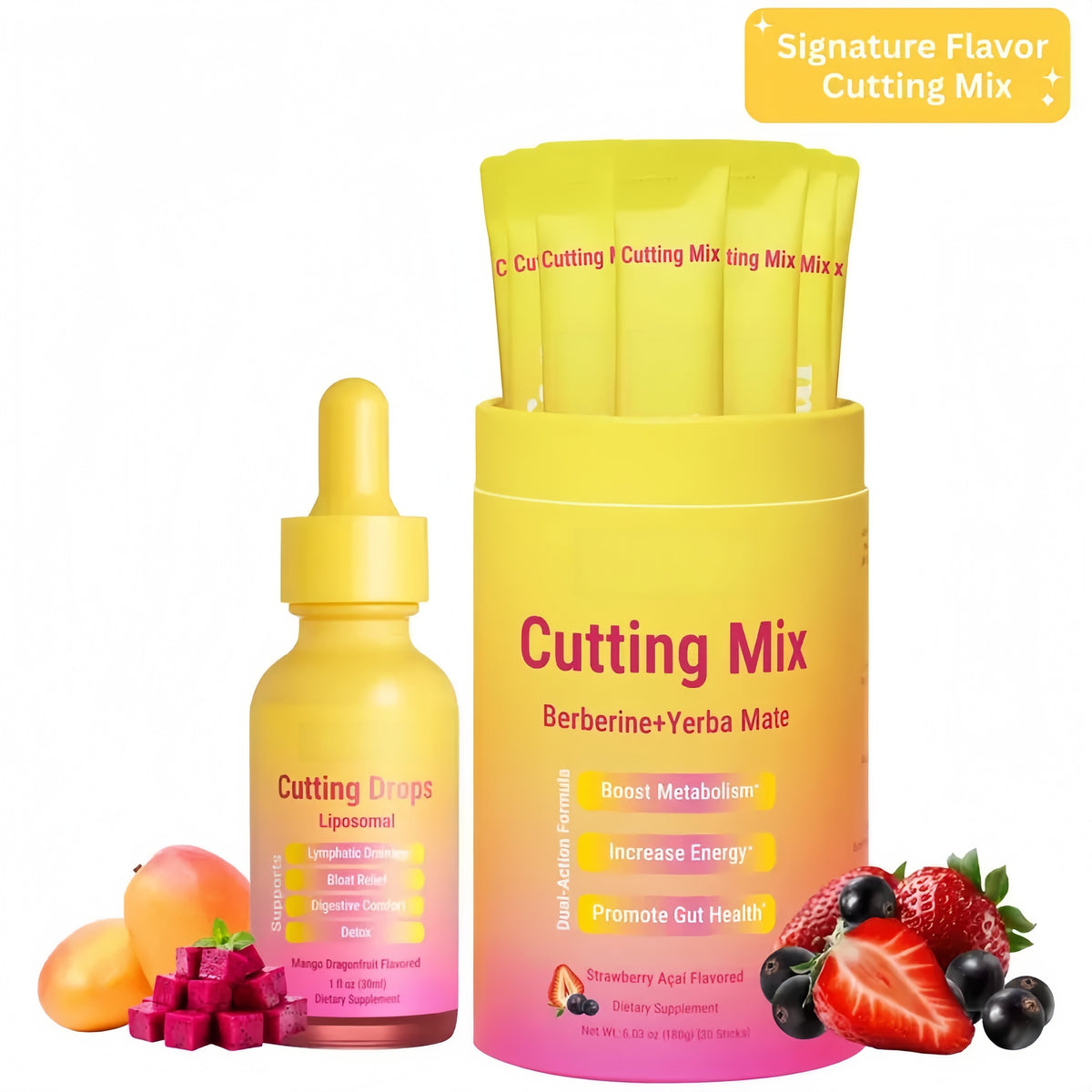 Cutting Mix| Strawberry Açaí flavor+Cutting Drops