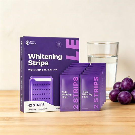 Purple Teeth Whitening Strips 42 Counts | 8x Brighter Smile in 30 Mins
