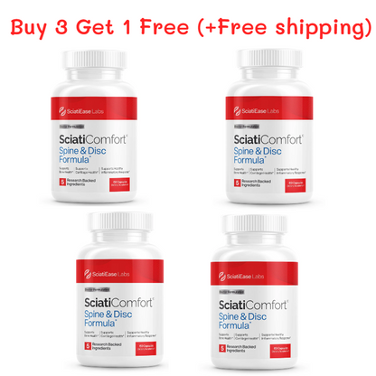 Spine and Disc Support Supplement Sciatic Nerve Health Support - VIT D3 K2, Magnesium, Palm Collagen - 60Capsules