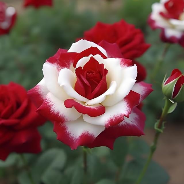 Rare Twin Red White Rose Flower Seeds for Planting - Captivating Blooms Non GMO - Planting Instructions for Easy Grow