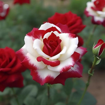 Rare Twin Red White Rose Flower Seeds for Planting - Captivating Blooms Non GMO - Planting Instructions for Easy Grow