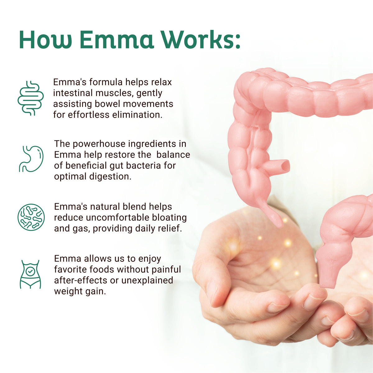 Emma Gut Health Supplement for Gas & Bloating Relief,Leaky Gut Repair,60 Capsule