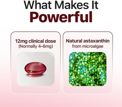 ROVINA Astaxanthin 12mg Softgels, Antioxidant Supplement Support, 60 Count