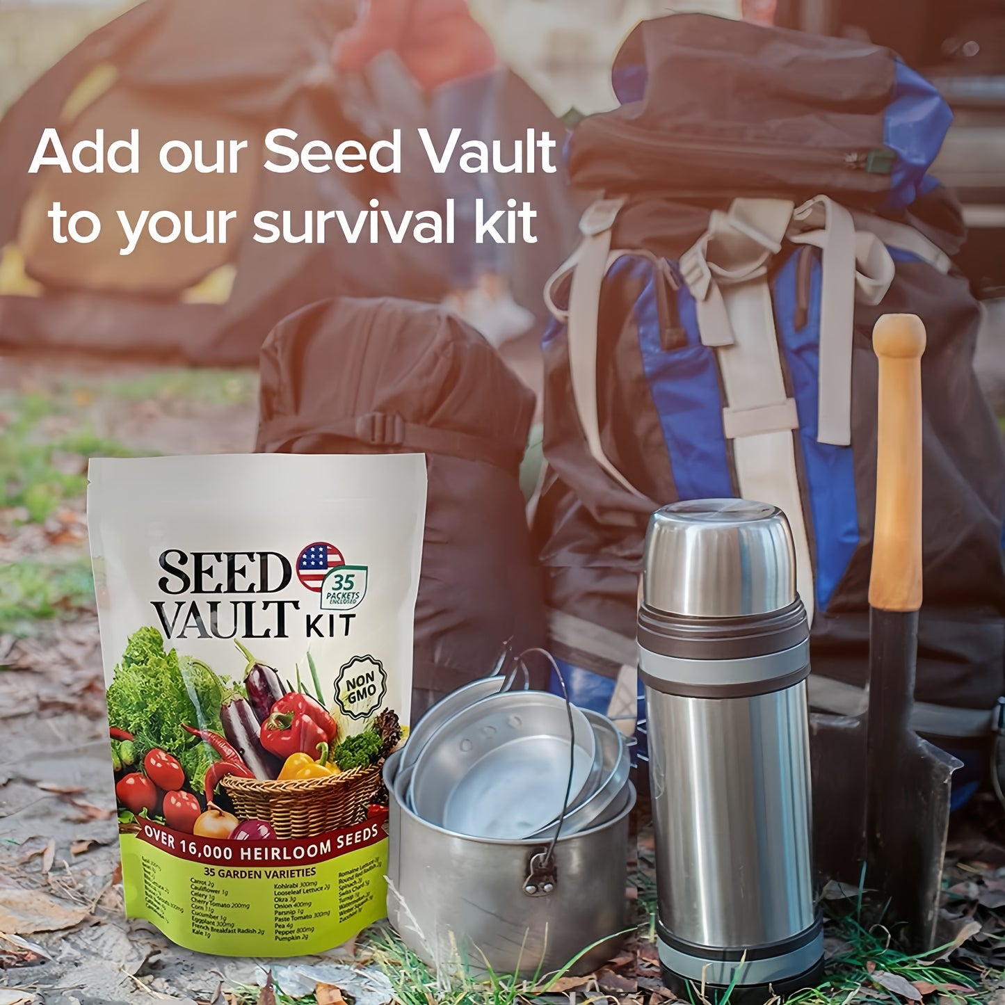 Survival Vegetable Seeds Garden Kit Over 16,000 Seeds Non-GMO and Heirloom, Great for Emergency Bugout Survival Gear 35 Varieties Seeds for Planting Vegetables.