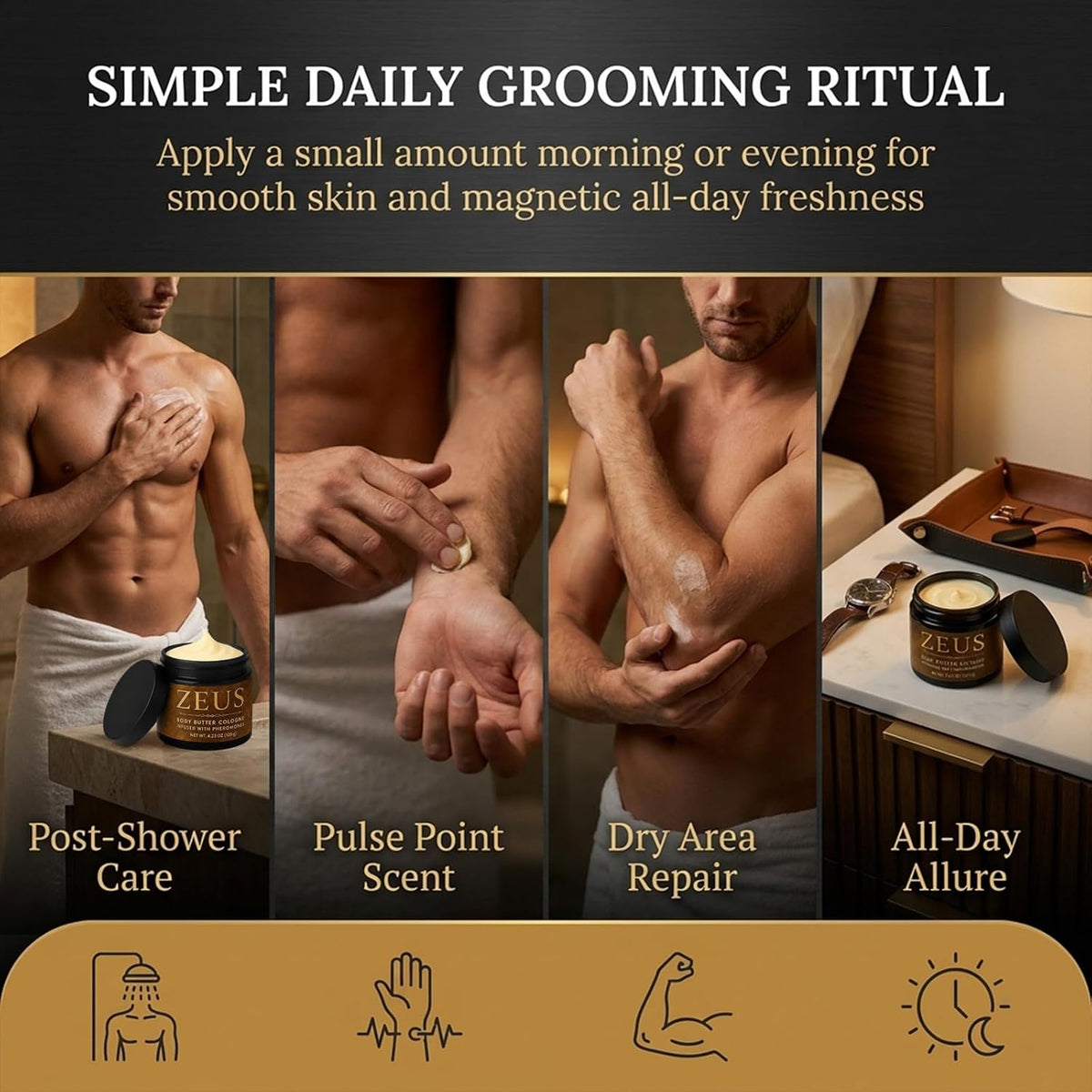 Zeus Body Butter Cologne for Men, Moisturizing Body Butter - 100g
