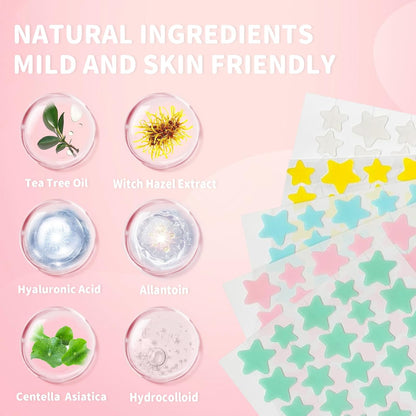Pimple Patches for Face, Hydrocolloid Acne Patches, Cute Star Stickers  for Covering Zits and Blemishes (200 Count)