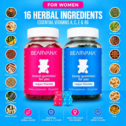 BEARVANA Top & Peach Support Women's Multivitamin Gummies, 120 CT(Berry)