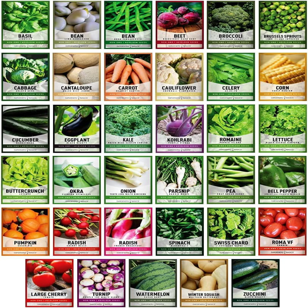 Survival Vegetable Seeds Garden Kit Over 16,000 Seeds Non-GMO and Heirloom, Great for Emergency Bugout Survival Gear 35 Varieties Seeds for Planting Vegetables.