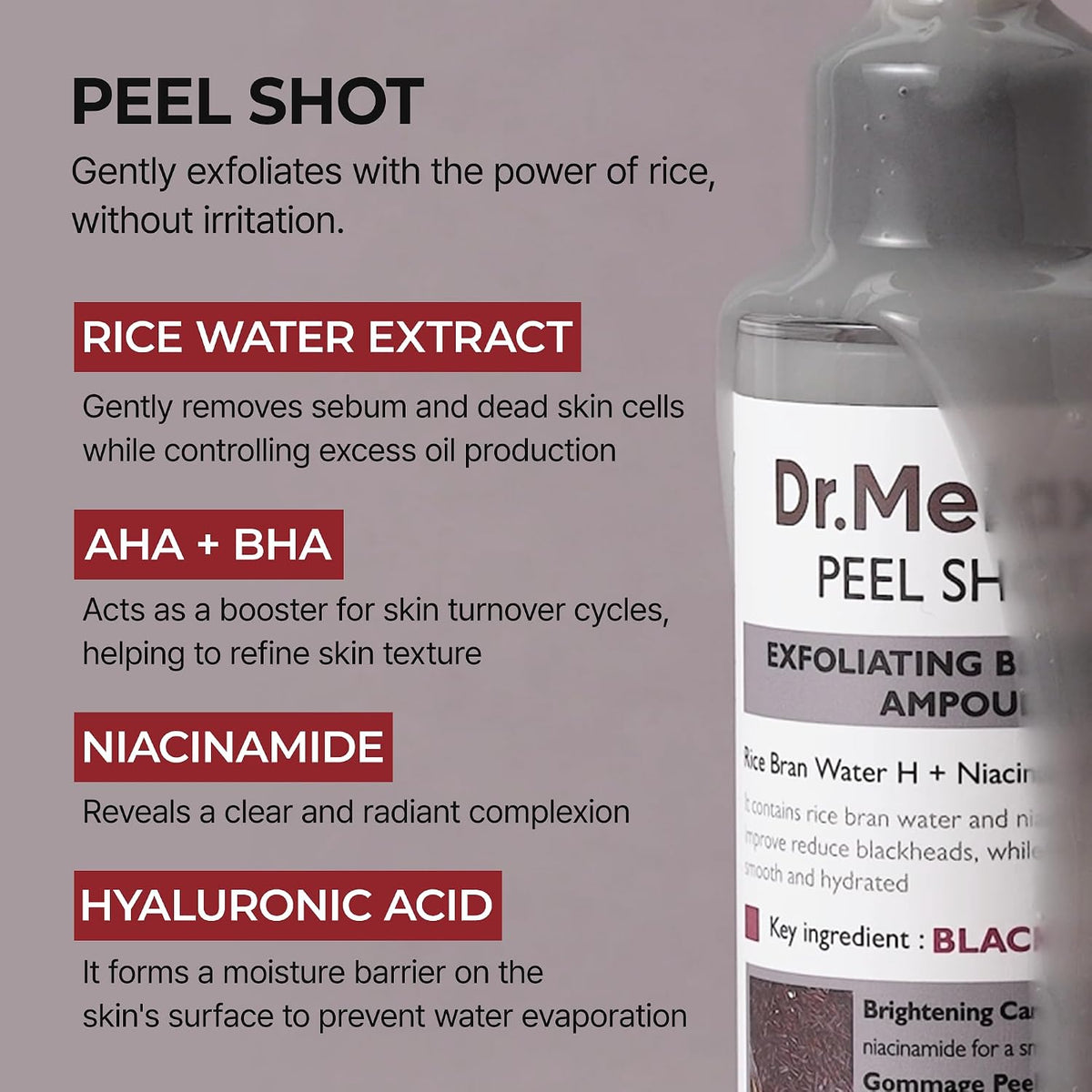 body & face peel shot duo glow black rice peeling ampoule kojic acid & turmeric spray