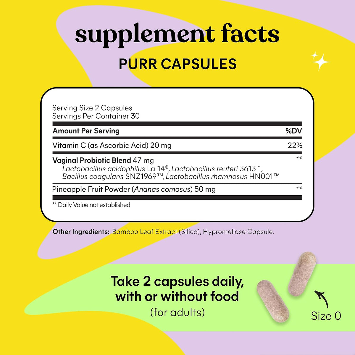 Lemme Purr Vaginal Probiotics for Women, 30-Day Supply | pH Balance, Odor & Urinary Health | Lactobacillus Blend, Clinically Tested | Pineapple & Vitamin C