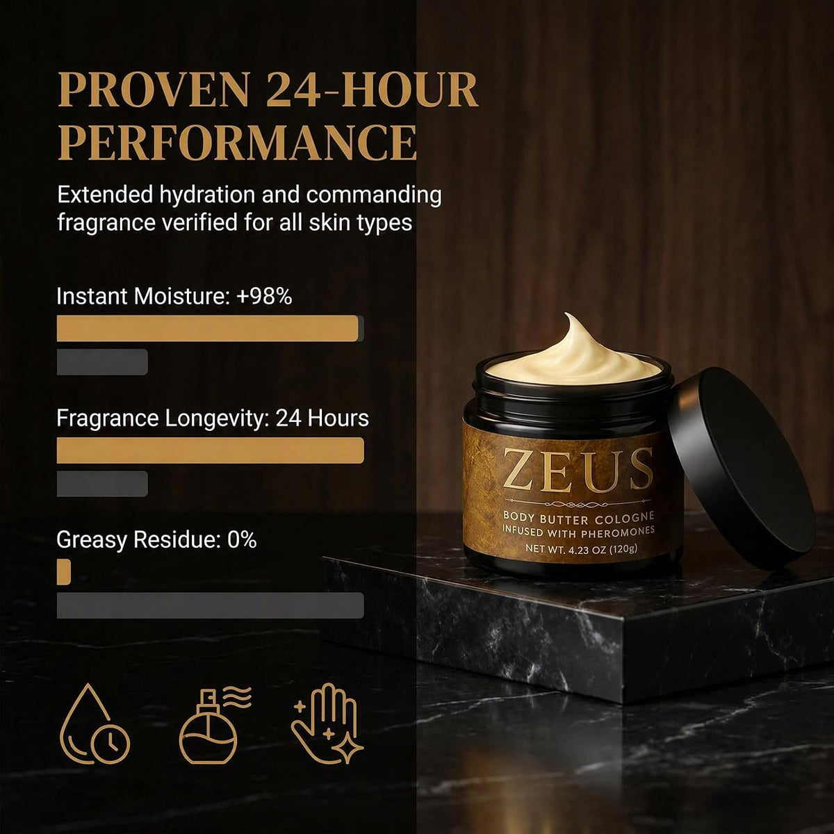Zeus Body Butter Cologne for Men, Moisturizing Body Butter - 100g