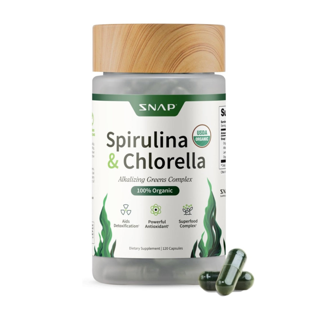 Supplements USDA Organic Spirulina & Chlorella, 120 Vegan Capsules | Superfood Supplement for Energy & Immune Support, Non-GMO, 30-Day Supply