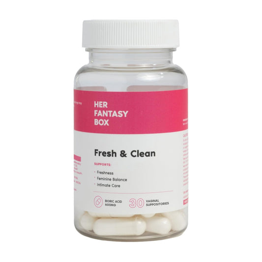 Her Fantasy Box | Fresh & Clean – Boric Acid for pH Balance, Odor Control & Comfort – 30 Count