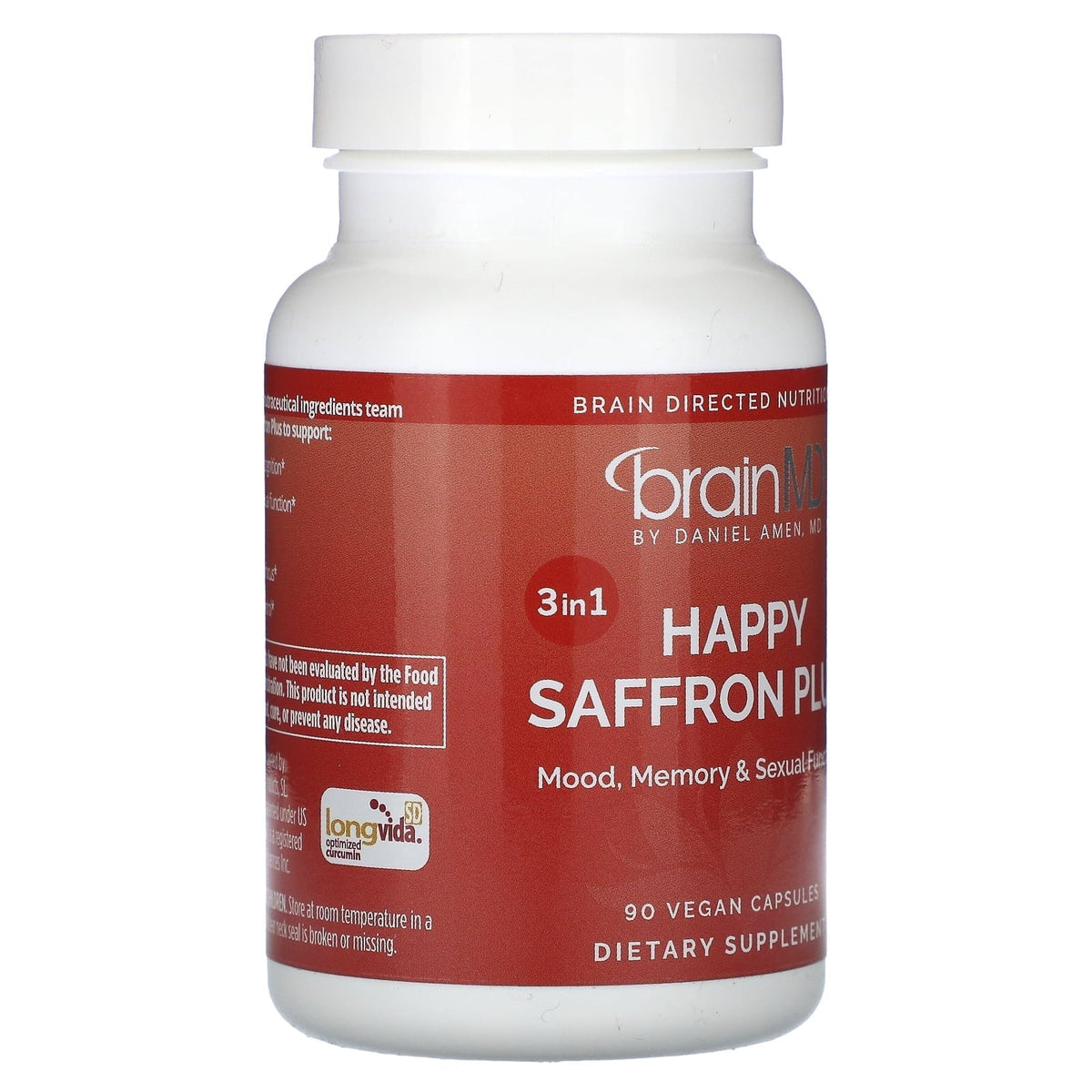 Happy Saffron Plus, 90 Vegan Capsules，Feel the Joy of a Balanced Mind &Restful Sleep