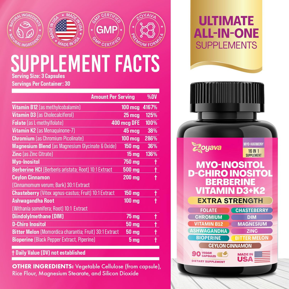 Cortisol 60 and Myo-Inositol 90 Capsules Supplement Bundle