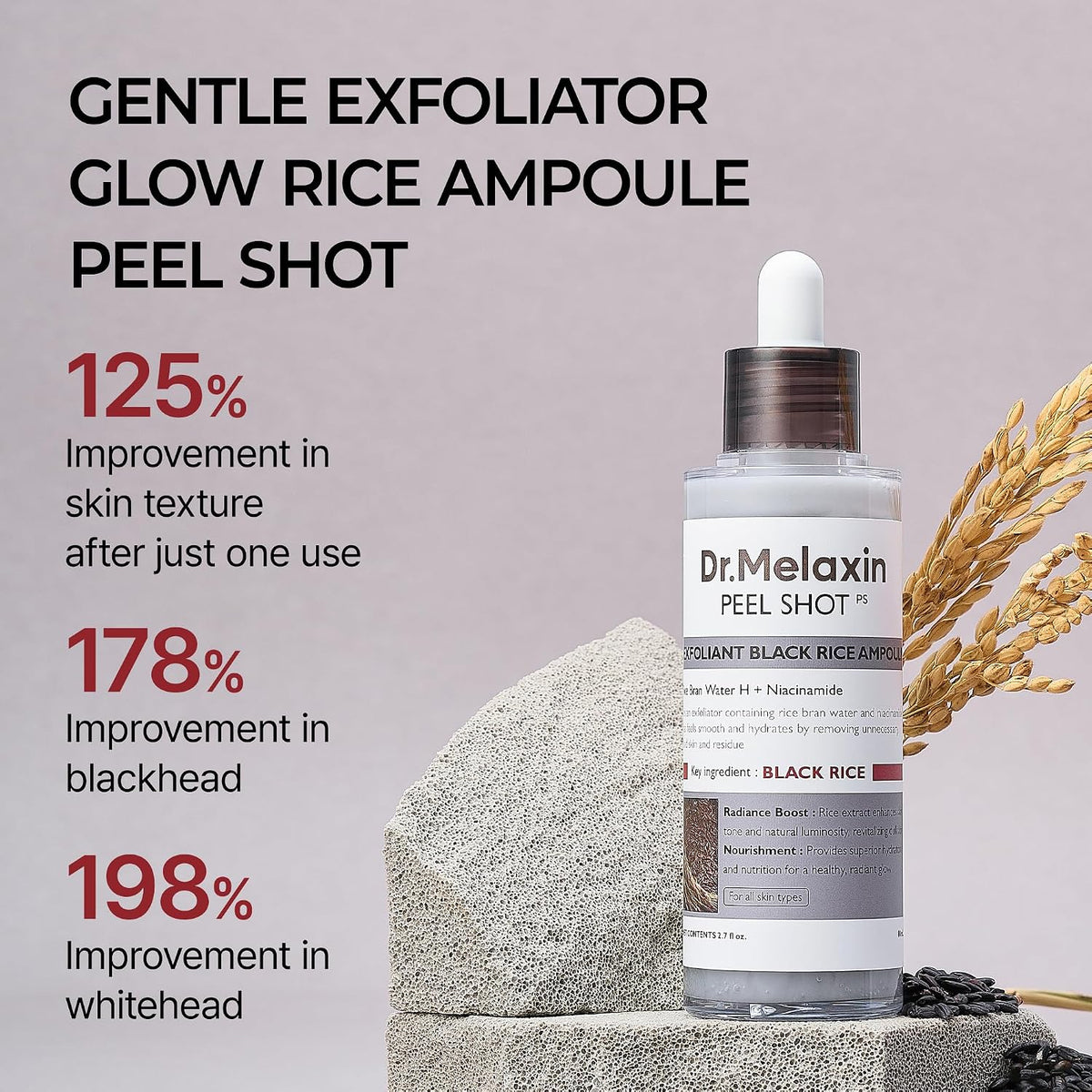 body & face peel shot duo glow black rice peeling ampoule kojic acid & turmeric spray
