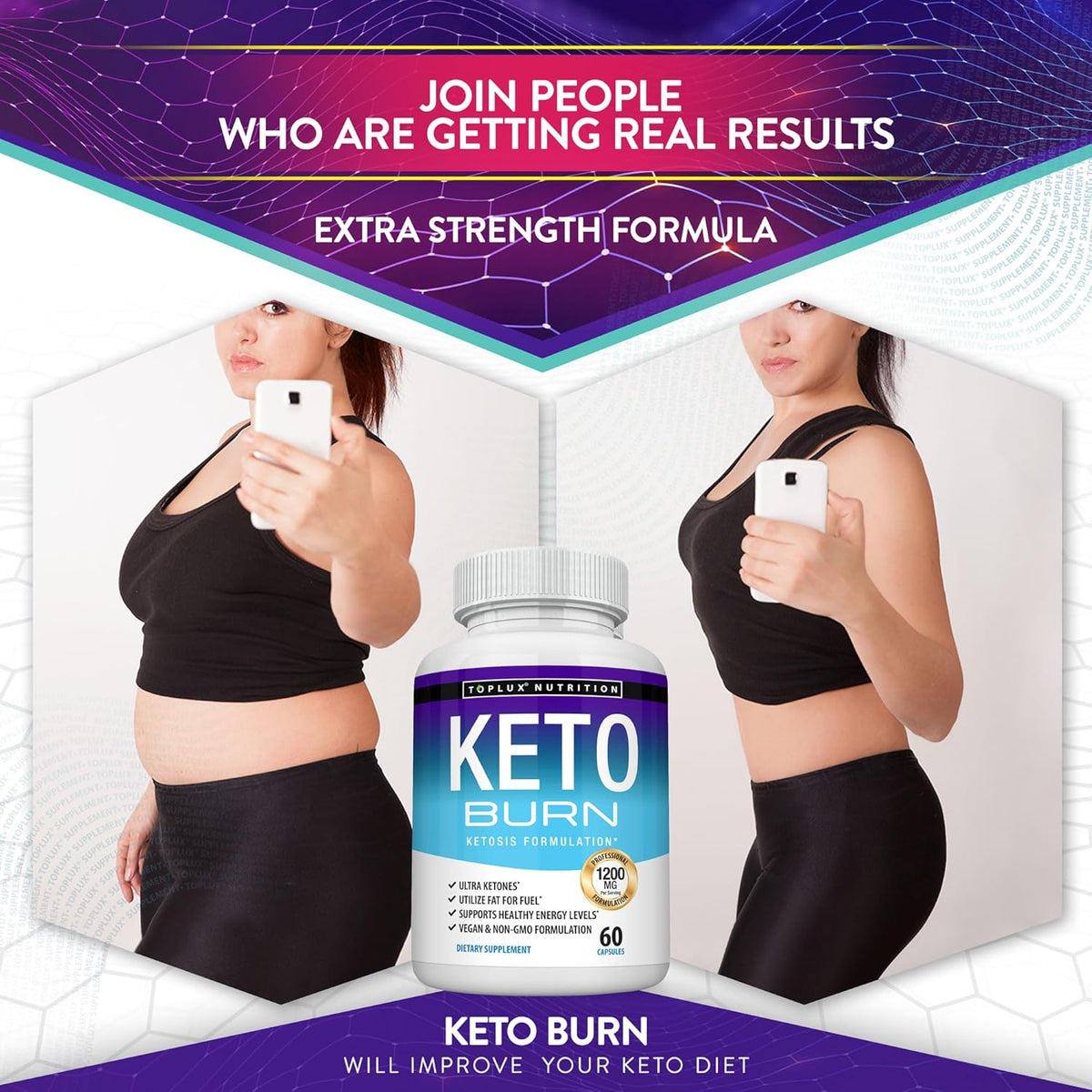 Keto Burn Pills Ketosis Weight Loss - 1200 Mg Ultra Advanced Natural Ketogenic Fat Burner Using Ketone Diet for Men Women