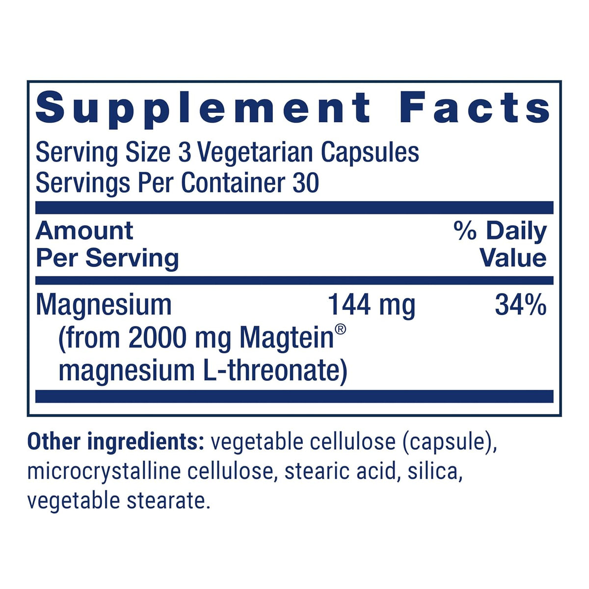 Neuro-Mag Magnesium L-Threonate, Memory Health, Quick Thinking, Cognitive Health Support, Vegetarian, Non-GMO, 90 Vegetarian Capsules (144 mg from 2000 mg Magtein magnesium L-threonate