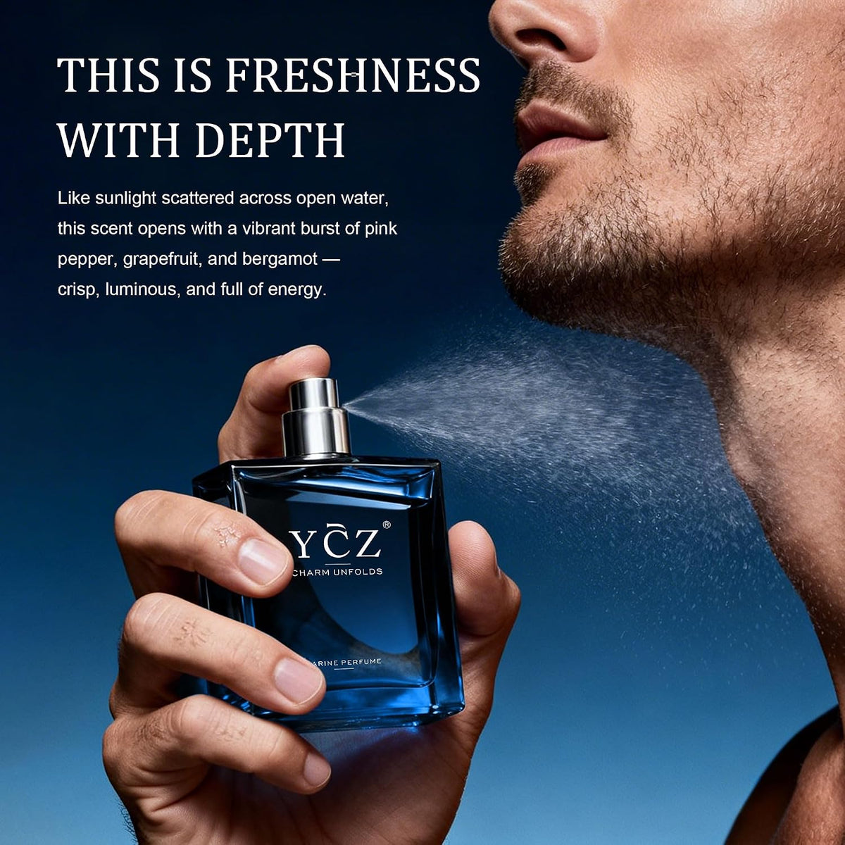 2PC Midnight Marine Cologne for Men, Marine Woody Eau de Parfum, 1.7 Fl Oz