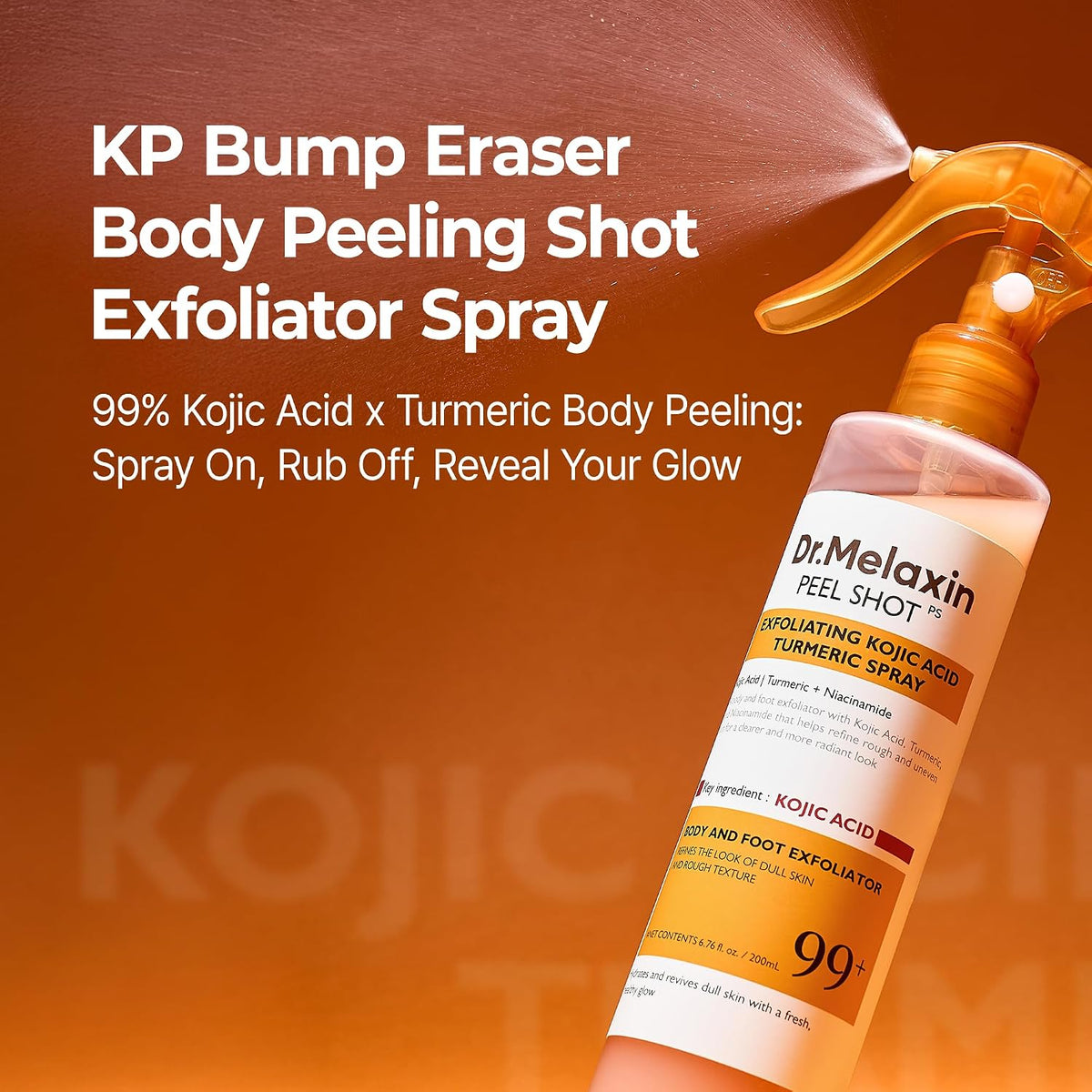 body & face peel shot duo glow black rice peeling ampoule kojic acid & turmeric spray