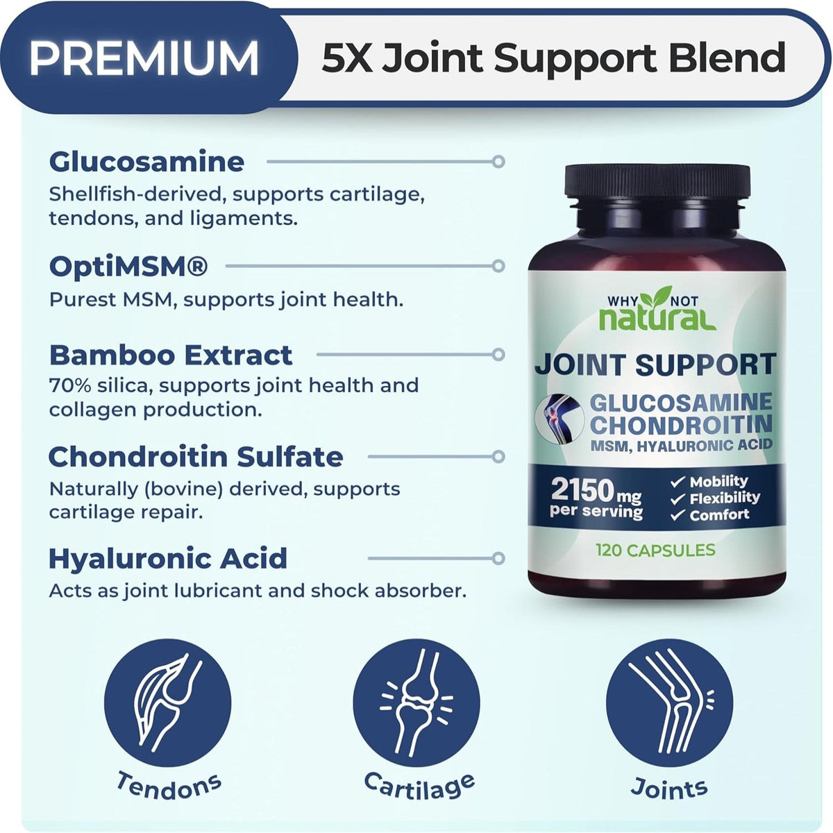 Glucosamine Chondroitin MSM Joint Support Knee & Joint Health Supplement