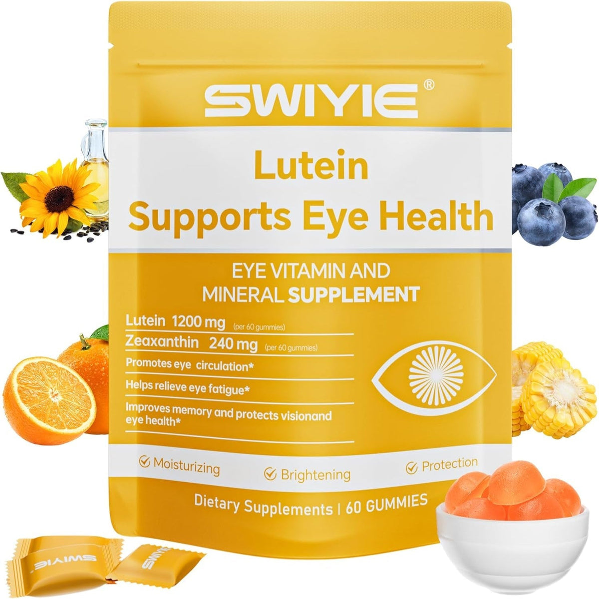 Lutein Gummies for Eye Health Vision Support Eye Vitamins | Blueberry Flavor | 60 Gummies