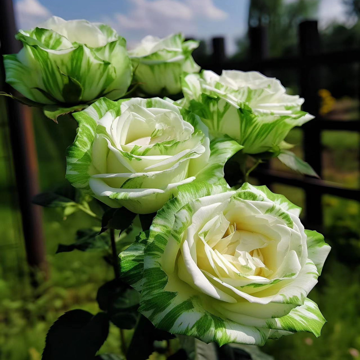 🤍Rare White and Green Twin Roses💚