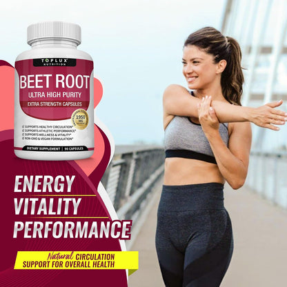 Toplux Organic Beet Root Capsules 1950mg Pure Beetroot Supplement