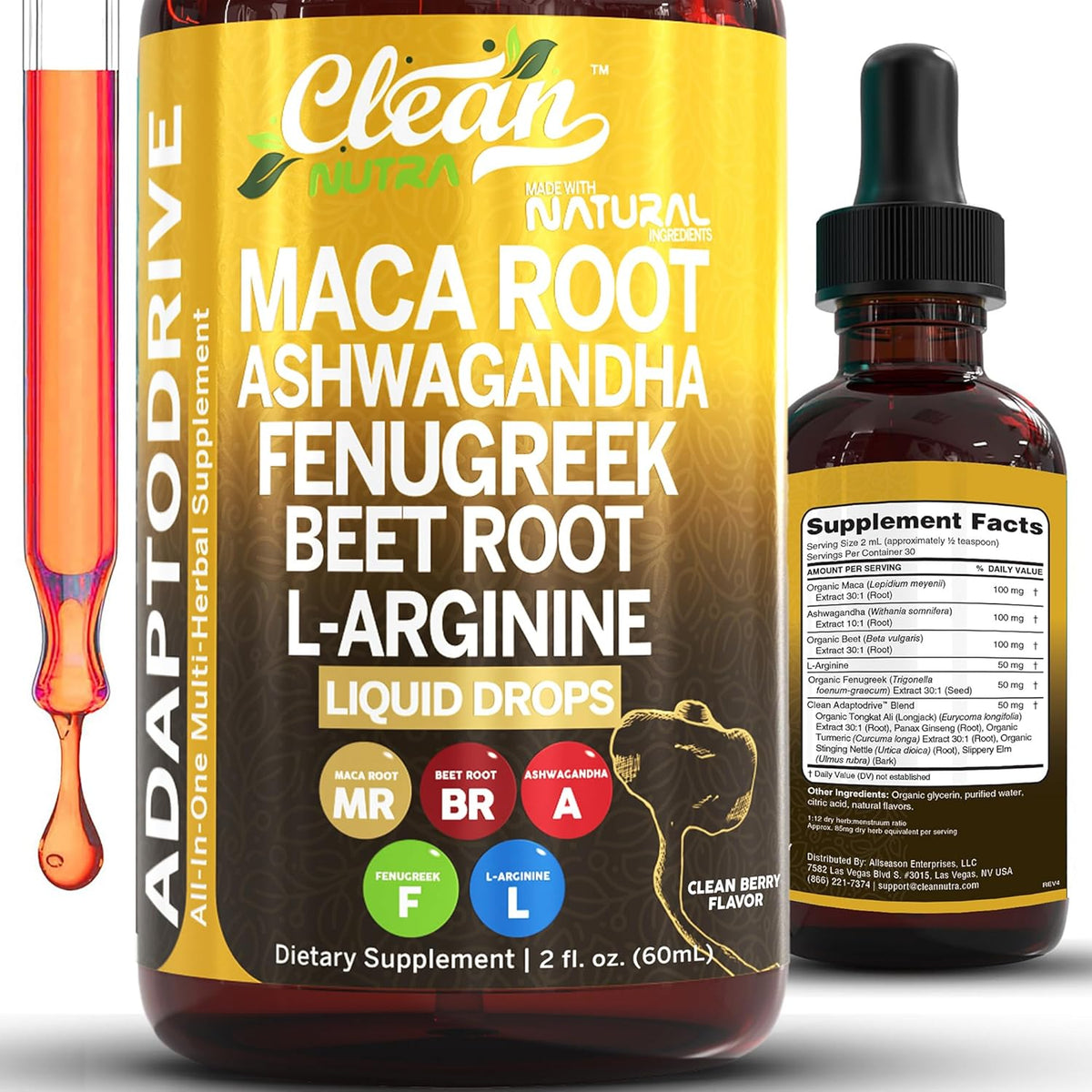Organic Maca Root Liquid Drops Liquid Multivitamin for Women & Men Adapto Drive