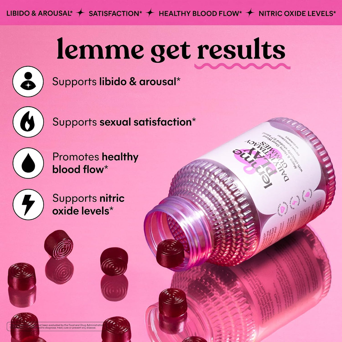 Lemme Play Daily Intimacy Gummies for Women and Men, 30-Day Supply