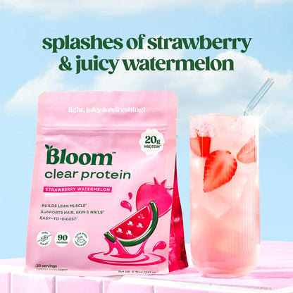 Bloom Nutrition Clear Whey Protein, Strawberry Watermelon, 10 Servings