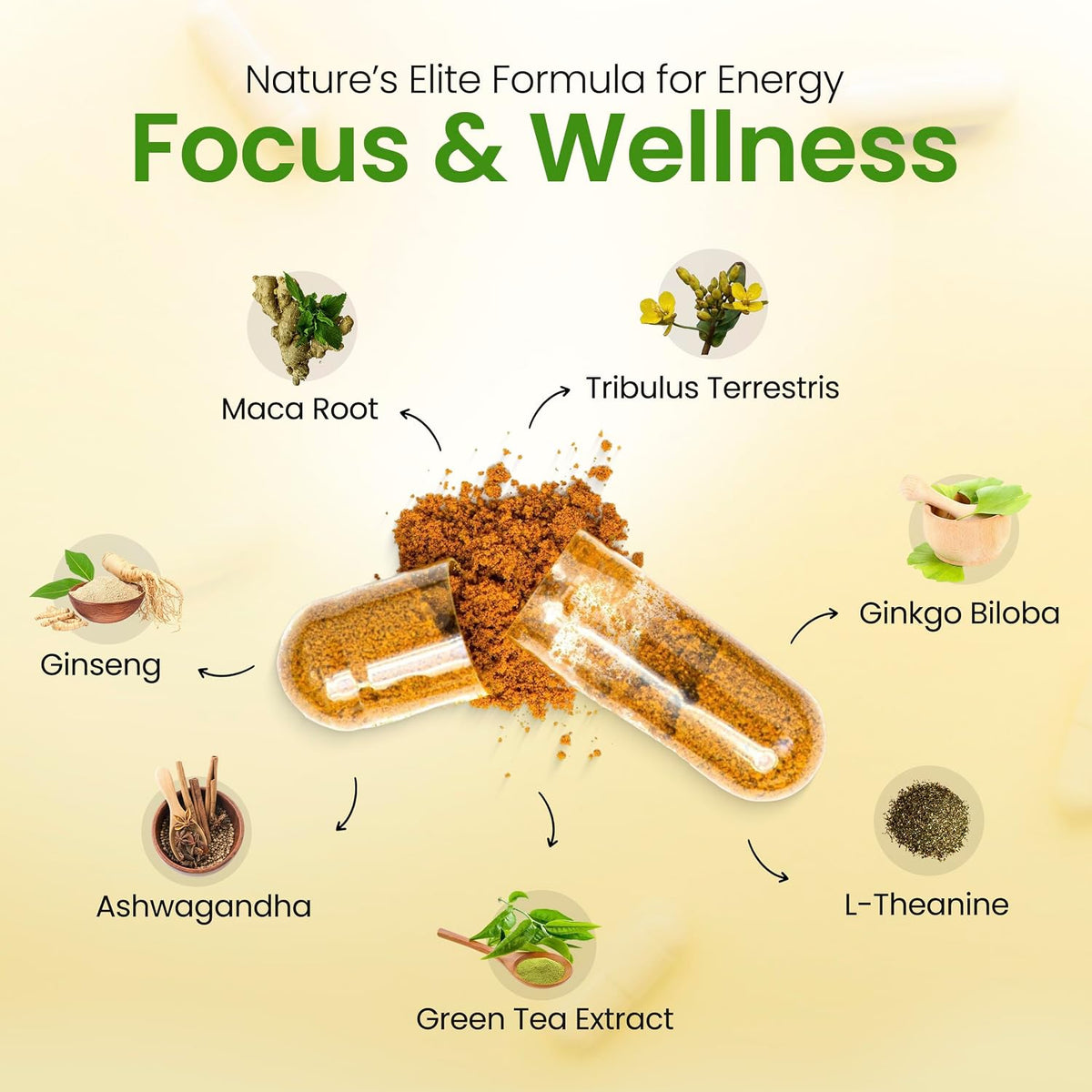 Damiana Capsules,  Leaves & Magnesium, A Dietary Supplement Maintaining Energy Balance, Reduce Stress And Sleep Better, 60 Capsules