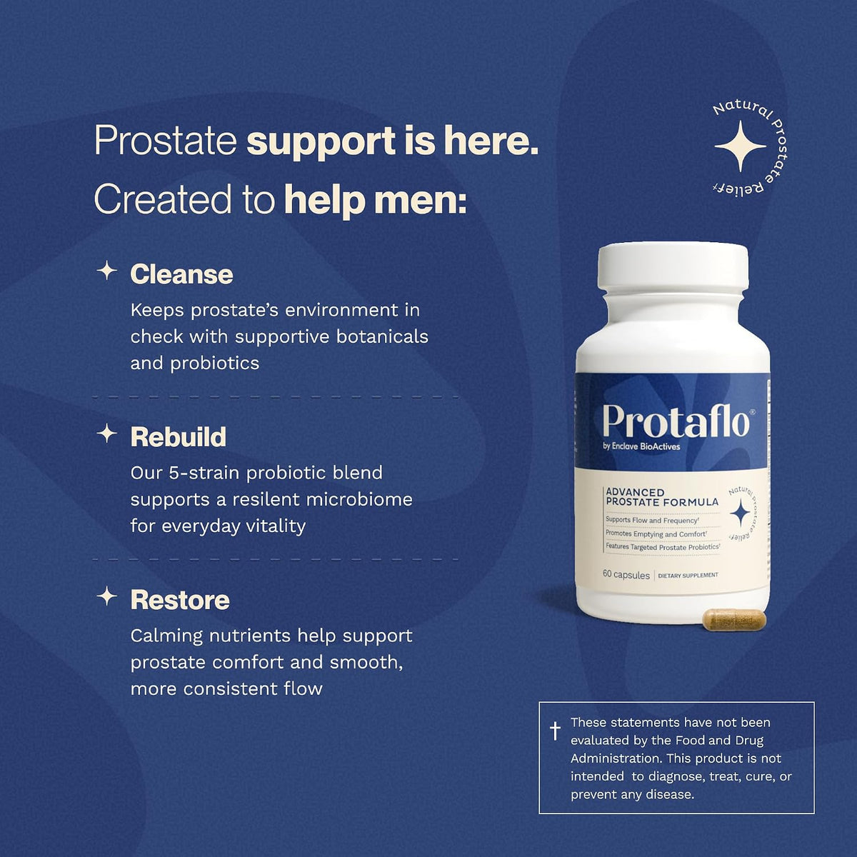 Prostate Support for Men, Urinary Flow & Bladder Care, 60 Capsules | With probiotics, turmeric, lycopene, pumpkin seed, vitamin D3 & K2, zinc & selenium.