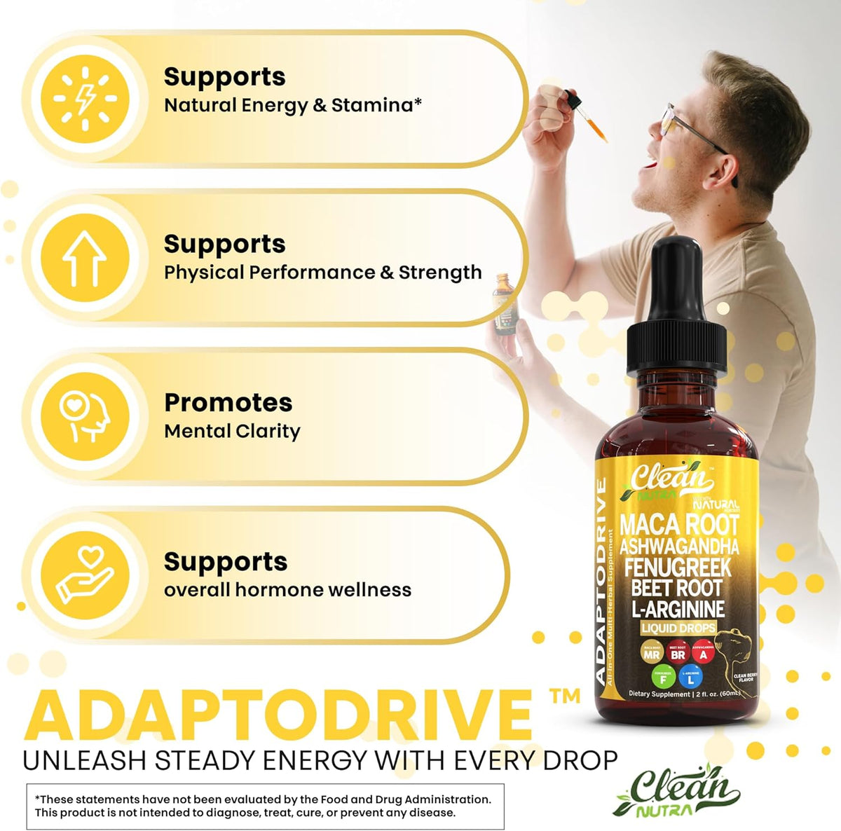 Organic Maca Root Liquid Drops Liquid Multivitamin for Women & Men Adapto Drive