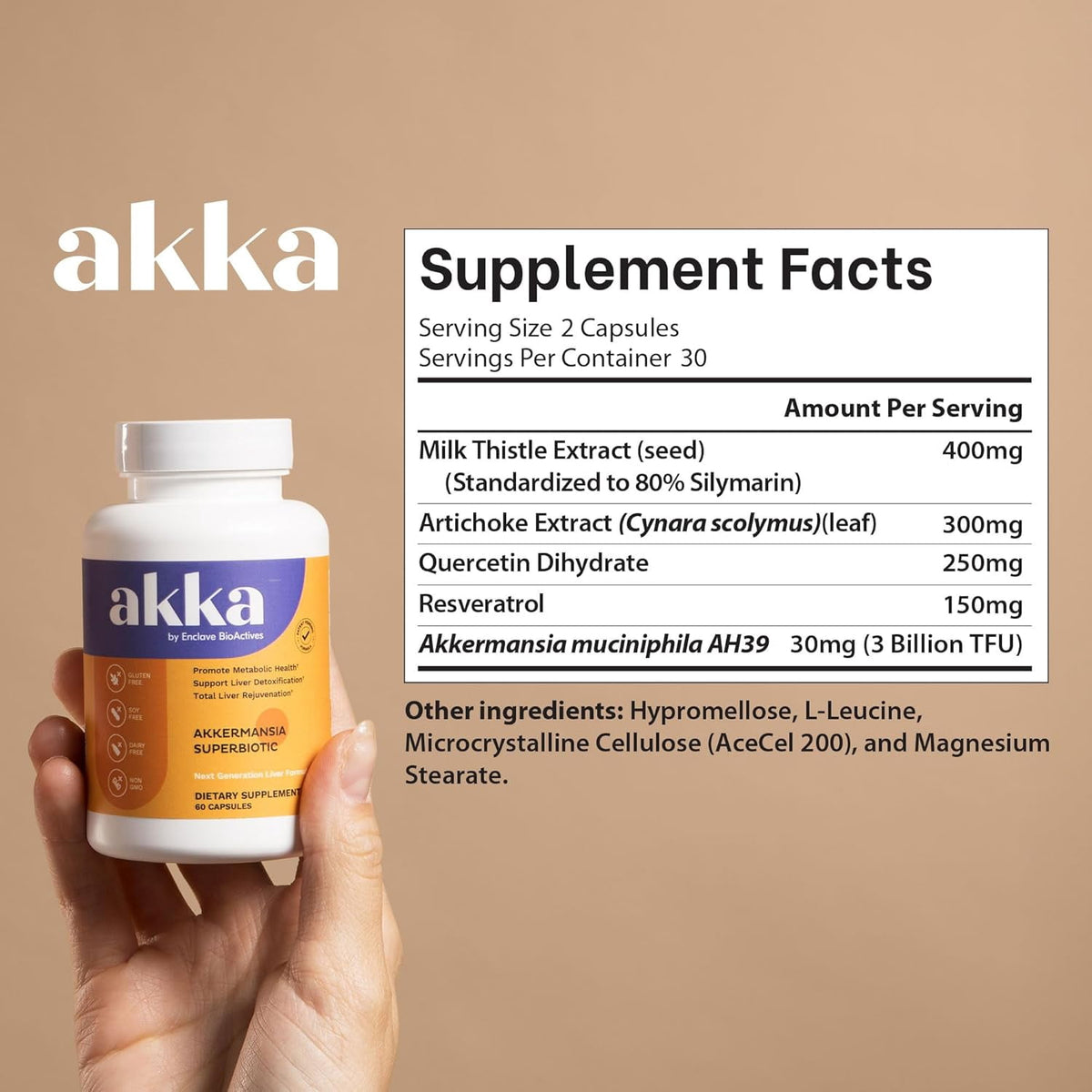 Akkermansia Probiotic, Liver & Digestive Health Support, Non-GMO, 4 Pack | Daily Wellness Support with Akkermansia Muciniphila, Gluten-Free