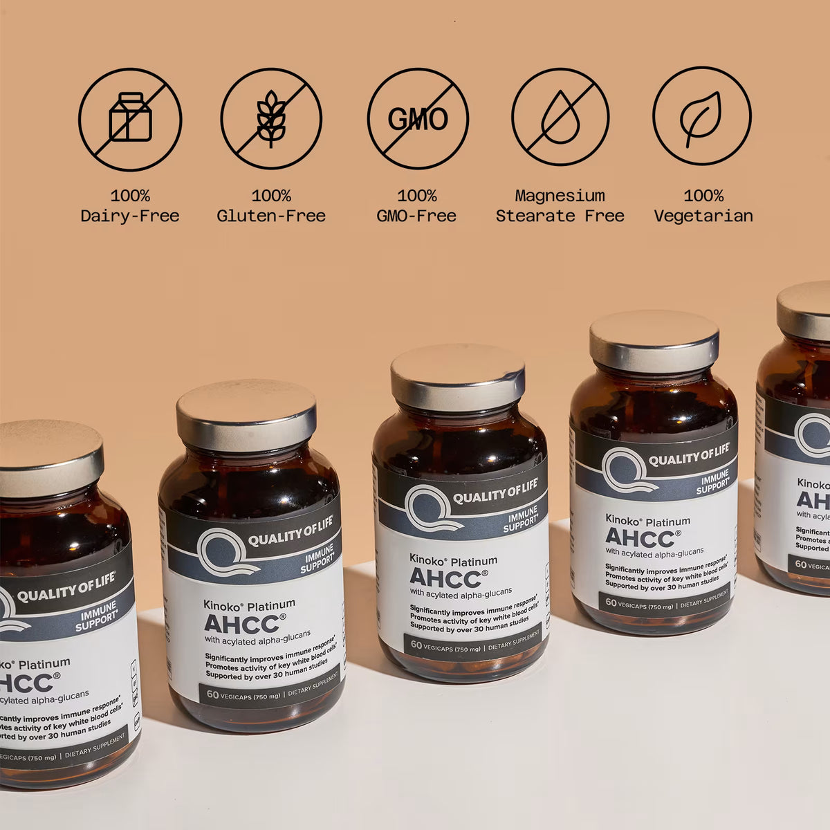 Quality of Life, Kinoko® Platinum AHCC®, 60 Vegicaps