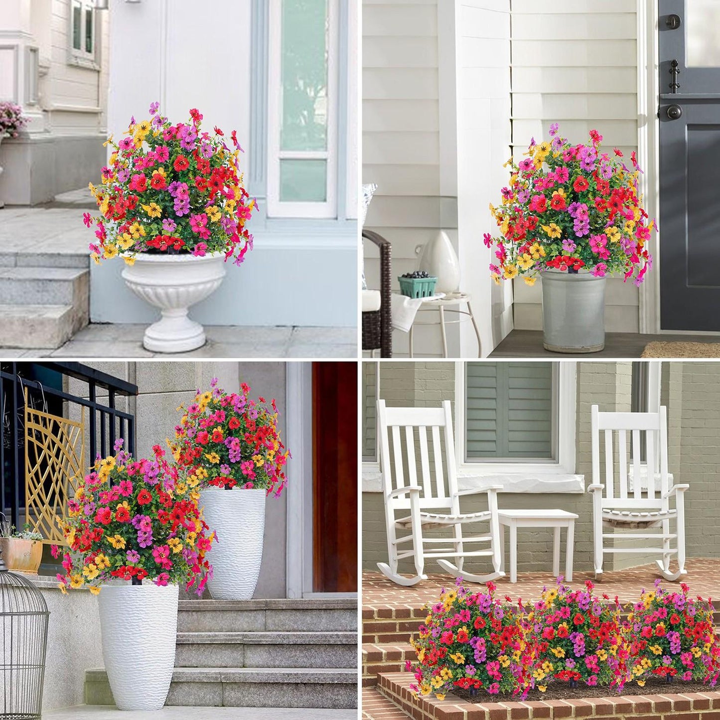 Artificial Flowers for Outdoor Indoor Garden Home Decoration, Faux Flower Daisy with Eucalyptus Leaves