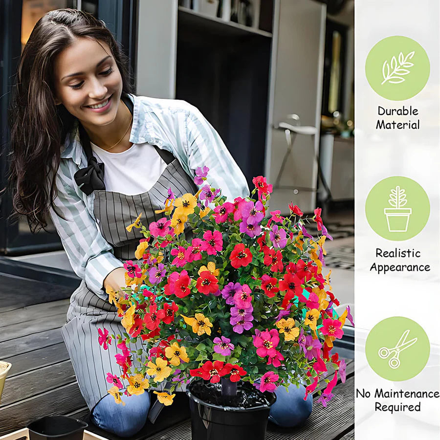 Artificial Flowers for Outdoor Indoor Garden Home Decoration, Faux Flower Daisy with Eucalyptus Leaves