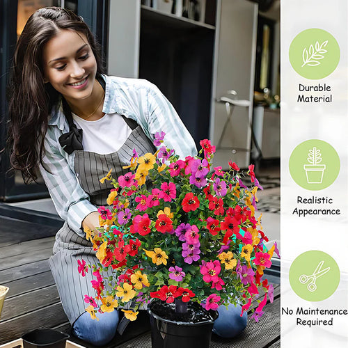 Artificial Flowers for Outdoor Indoor Garden Home Decoration, Faux Flower Daisy with Eucalyptus Leaves