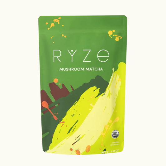 RYZE Mushroom Matcha Starter Kit, 6 Adaptogenic Mushrooms, 60 Servings