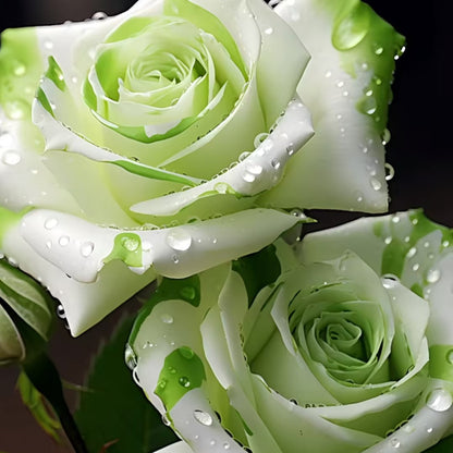 🤍Rare White and Green Twin Roses💚