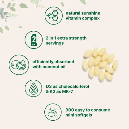 Micro Ingredients Vitamin D3 K2 Supplement Softgels - Coconut Flavor