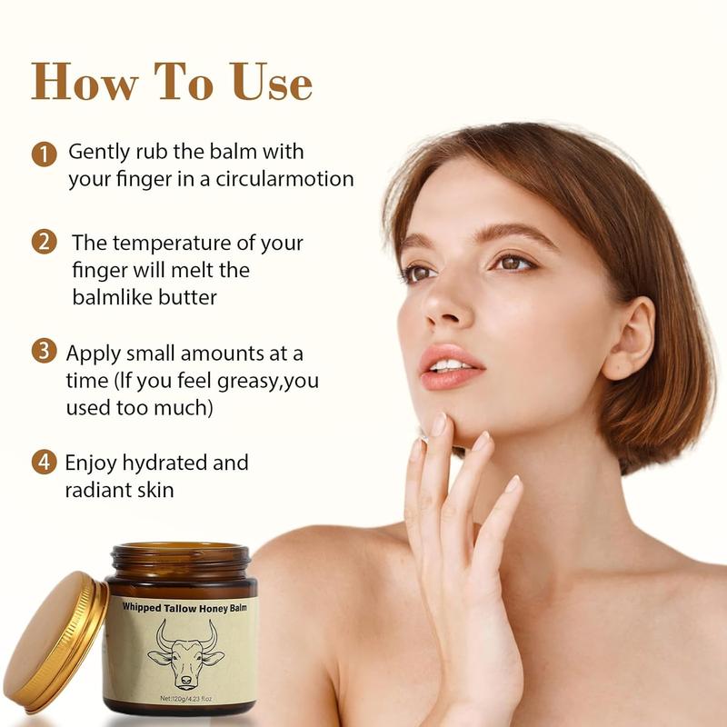 Lopeie Whipped Tallow Honey Balm | 4 oz Grass-Fed Moisturizer for Face & Body | Lavender Scented Hydrating Cream for Dry Skin